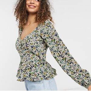 Brave Soul ASOS NWOT Cropped Peplum Floral Top Women’s Size Medium
